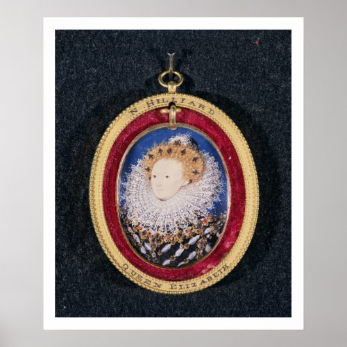 Portrait of Queen Elizabeth I wc on vellum Poster