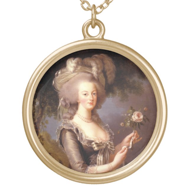 Portrait of Queen Marie Antoinette Gold Plated Necklace (Front)