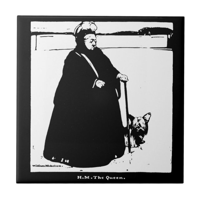Portrait of Queen Victoria and Yorkie Dog Ceramic Tile (Front)