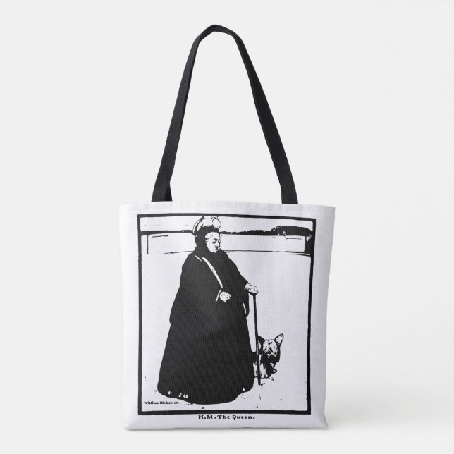 Portrait of Queen Victoria and Yorkie Dog Tote Bag (Back)