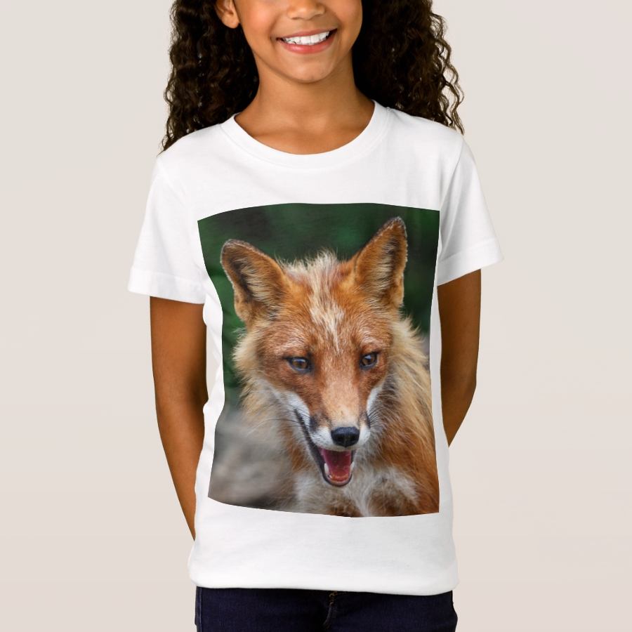 Portrait of red fox with slightly open mouth T-Shirt - Comfortable Kids' Long Sleeve T-Shirt Designs