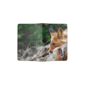 Portrait of red fox with wide open mouth passport holder