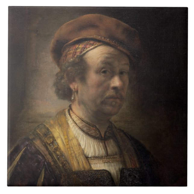 Portrait of Rembrandt, 1650 (oil on canvas) Tile (Front)
