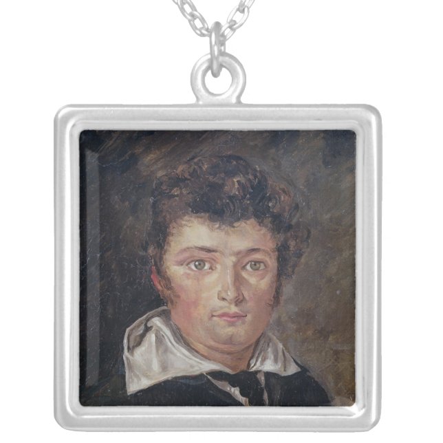 Portrait of Robert Surcouf  1796 Silver Plated Necklace (Front)