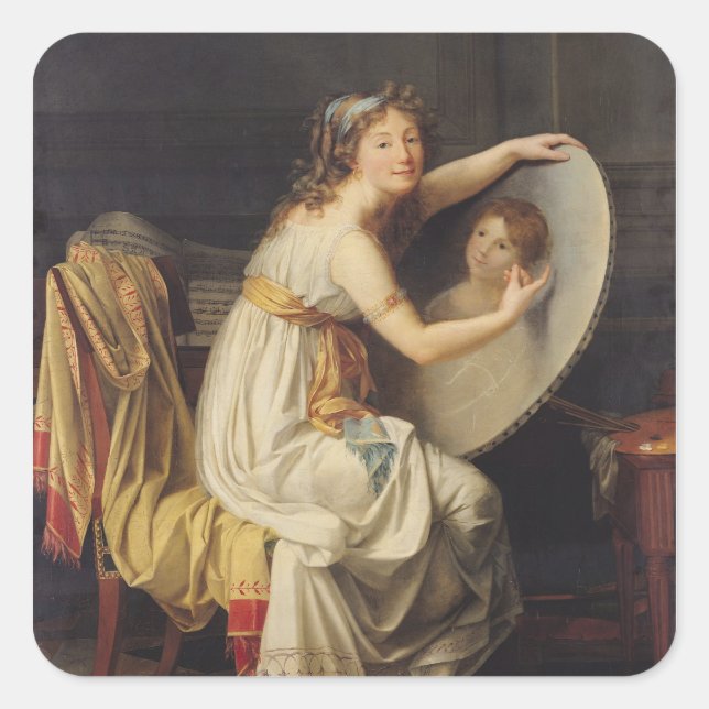 Portrait of Rose Adelaide Ducreux Square Sticker (Front)