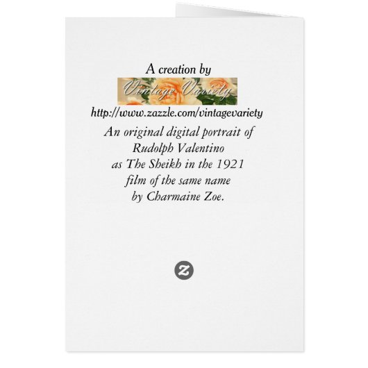 Portrait of Rudolph Valentino as The Sheikh (Back)