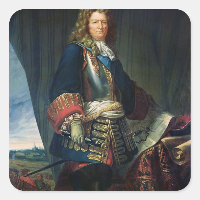 Portrait of Sebastien le Prestre de Vauban Square Sticker (Front)