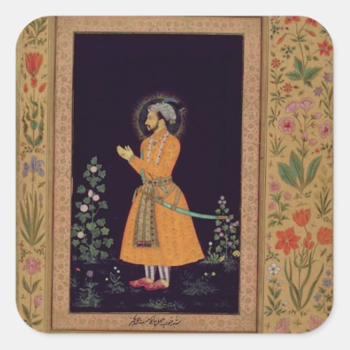 Portrait of Shah Jahan 1592_1666 Mughal c1632 Square Sticker