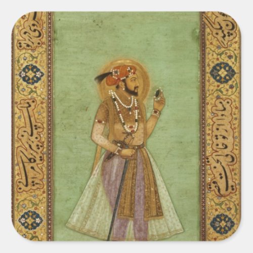 Portrait of Shah Jahan  1631 Mughal Square Sticker