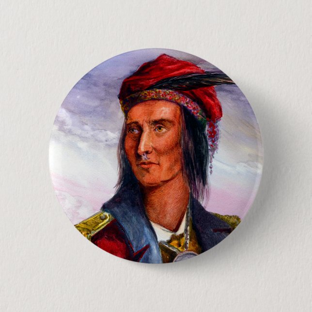 Portrait of Shawnee Chief Tecumseh Button (Front)