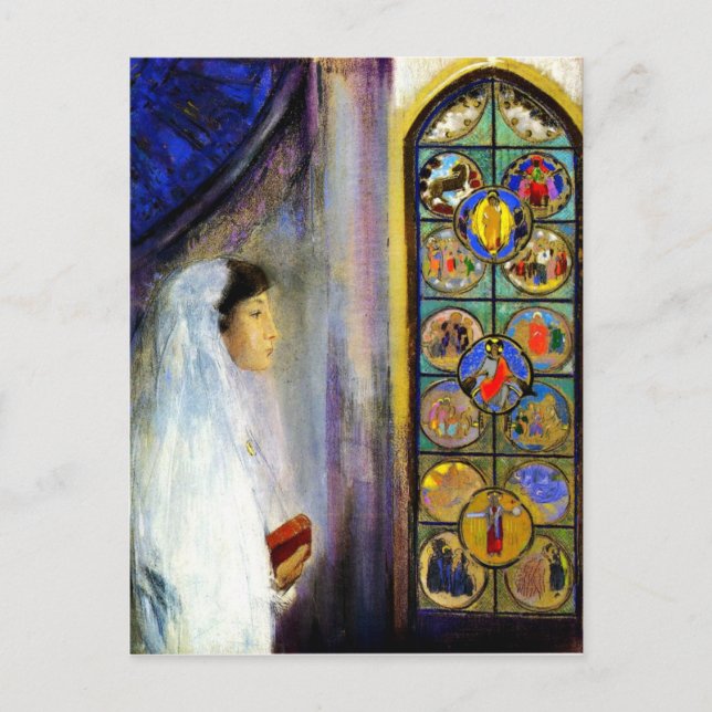 Portrait of Simone Fayet in Holy Communion Postcard (Front)