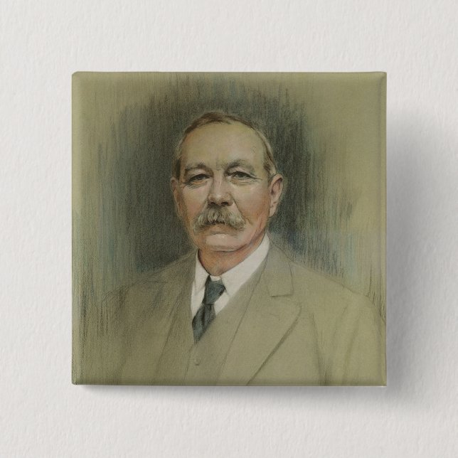 Portrait of Sir Arthur Conan Doyle Pinback Button (Front)