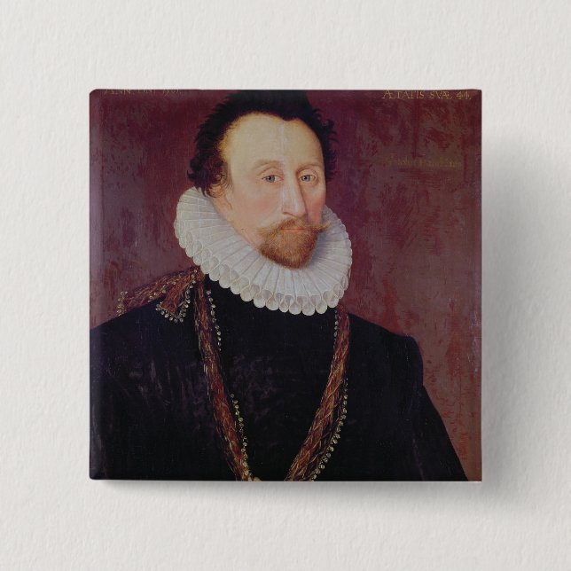 Portrait of Sir John Hawkins  1581 Pinback Button (Front)