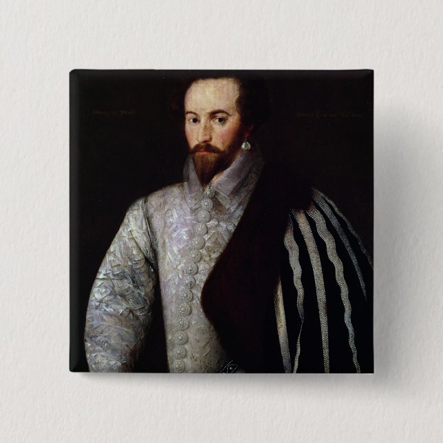 Portrait of Sir Walter Raleigh  1588 Pinback Button (Front)