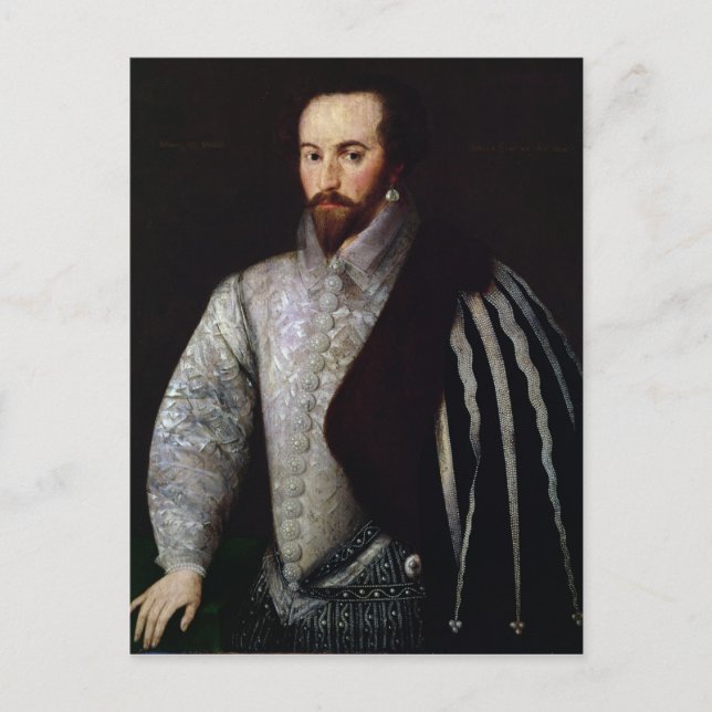 Portrait of Sir Walter Raleigh  1588 Postcard (Front)