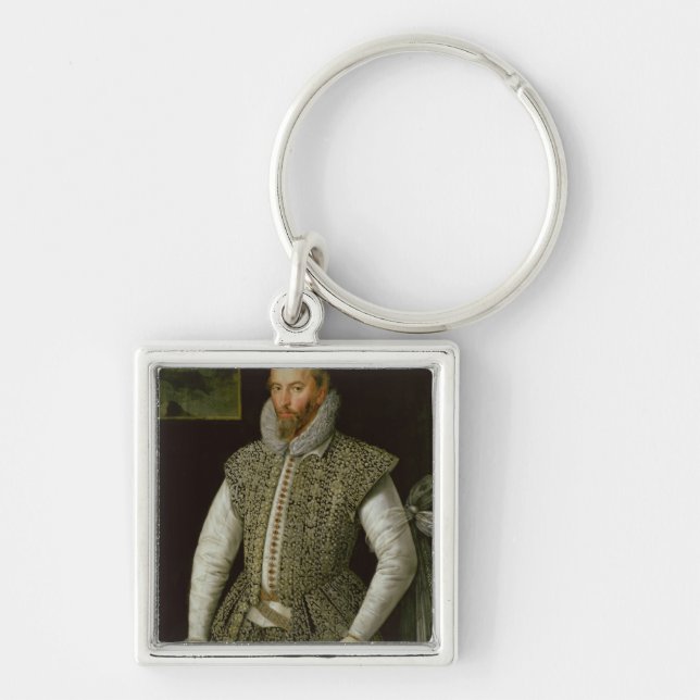 Portrait of Sir Walter Raleigh, 1598 Keychain (Front)
