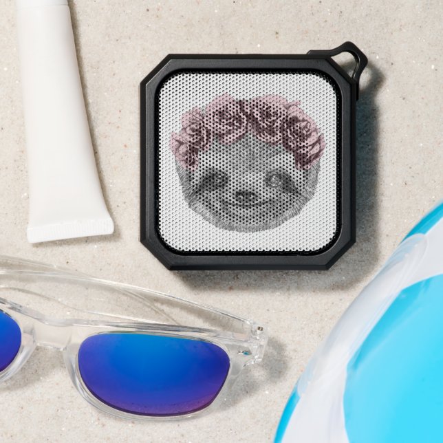 Portrait Of Sloth | Floral Head Wreath Bluetooth Speaker (Insitu(Beach))