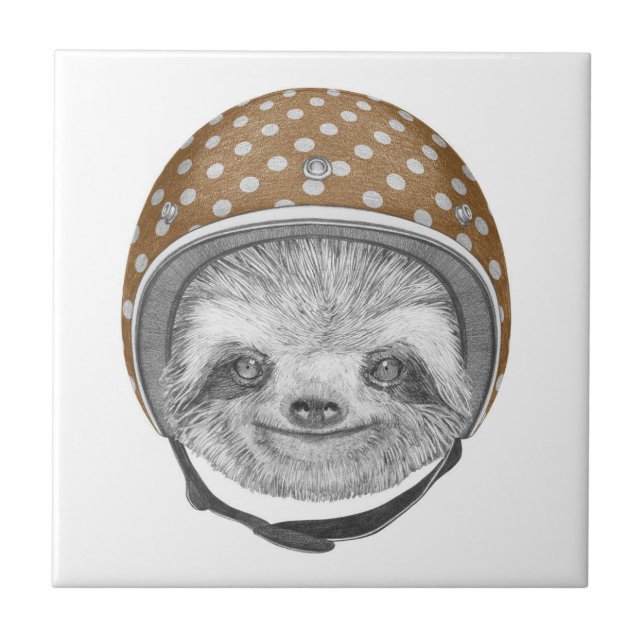 Portrait Of Sloth | Motorcycle Helmet Ceramic Tile (Front)