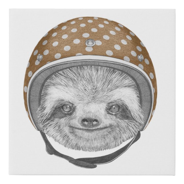 Portrait Of Sloth | Motorcycle Helmet Faux Canvas Print (Front)