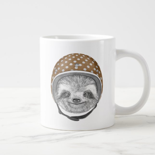 Portrait Of Sloth | Motorcycle Helmet Giant Coffee Mug (Right)