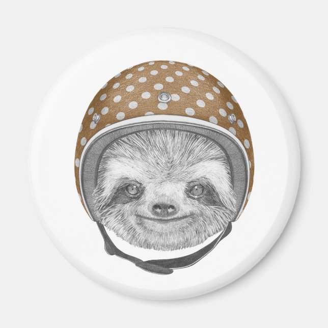 Portrait Of Sloth | Motorcycle Helmet Magnet (Front)