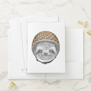 Portrait Of Sloth Motorcycle Helmet Pocket Folder