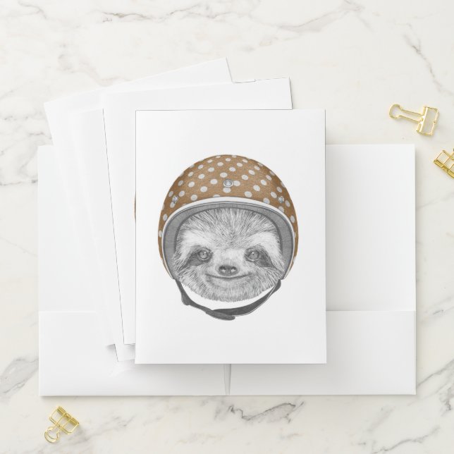Portrait Of Sloth | Motorcycle Helmet Pocket Folder (In Situ)