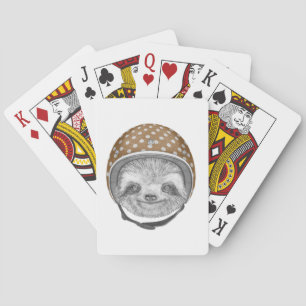Portrait Of Sloth Motorcycle Helmet Poker Cards