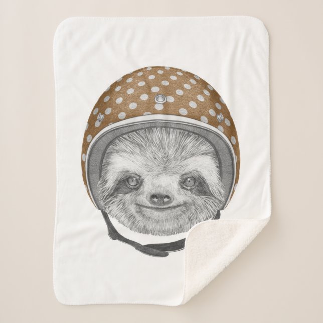 Portrait Of Sloth | Motorcycle Helmet Sherpa Blanket (Front)