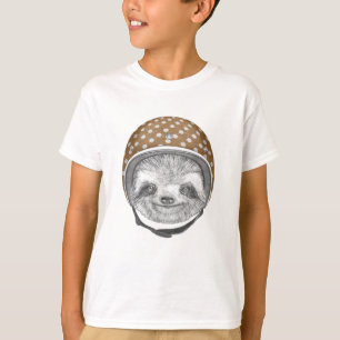 Portrait Of Sloth Motorcycle Helmet T-Shirt
