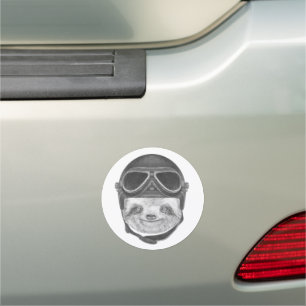 Portrait Of Sloth Vintage Helmet Car Magnet