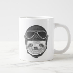 Portrait Of Sloth Vintage Helmet Giant Coffee Mug
