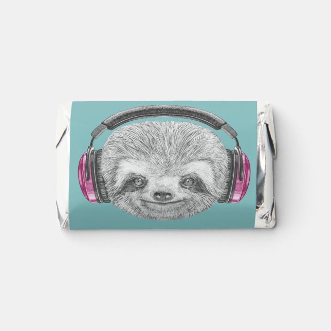 Portrait Of Sloth | Wearing Headphones Hershey's Miniatures (Front)