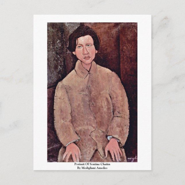 Portrait Of Soutine Chaiim By Modigliani Amedeo Postcard (Front)