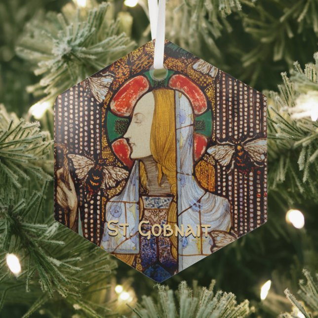 Portrait of St. Gobnait, Patron of Bees, Glass Ornament (Insitu)