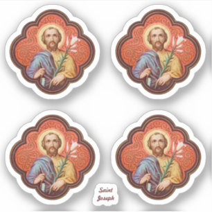 Portrait of St Joseph in an Octofoil (TF 02) - 4Up Sticker