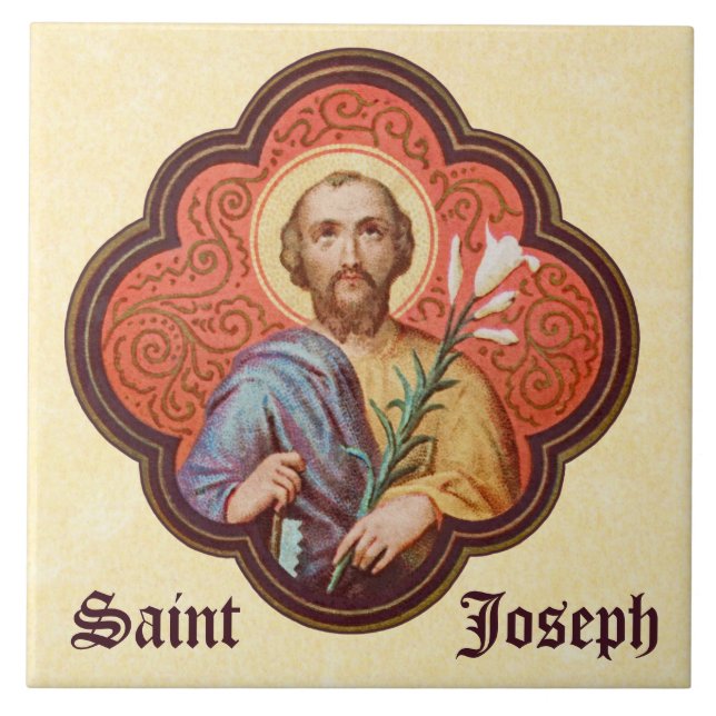 Portrait of St. Joseph in an Octofoil (TF 02) Ceramic Tile (Front)