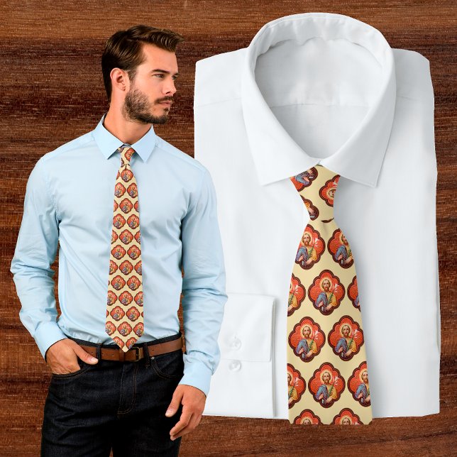 Portrait of St. Joseph in an Octofoil (TF 02) Neck Neck Tie (Creator Uploaded)