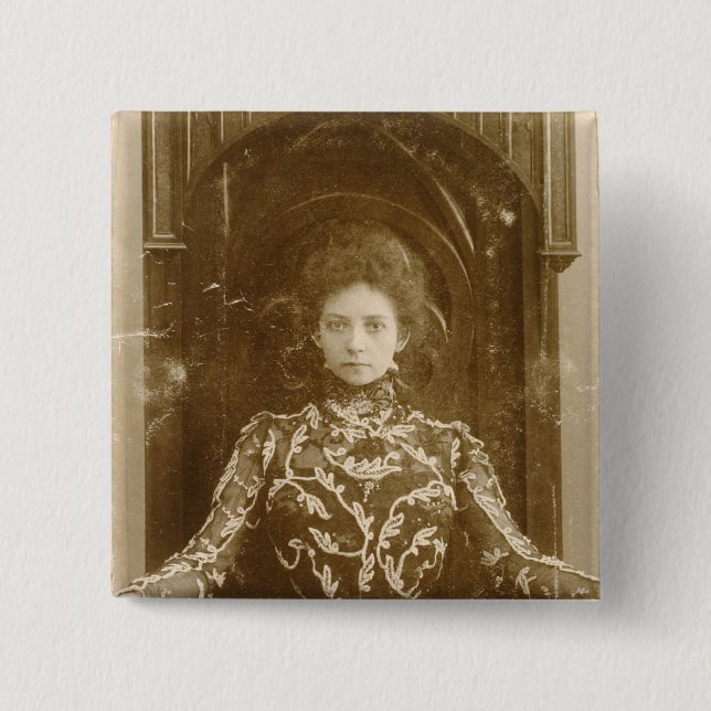 Portrait of the actress Vera Komissarzhevskaya Pinback Button (Front)