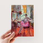 Portrait of the Ballerina Vera Trefilova | Korovin Postcard<br><div class="desc">Portrait of the Ballerina Vera Trefilova (1924) | Original artwork by Russian artist Konstantin Alexeevich Korovin (1861 -1939). The impressionist painting depicts a ballet dancer seated at her vanity in vibrant shades of pink and red. 

Use the design tools to add custom text or personalize the image.</div>