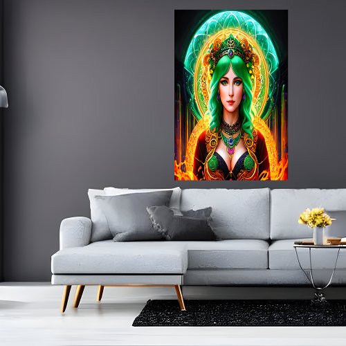 Portrait of the Celtic Goddess Abnoba  AI Art Poster