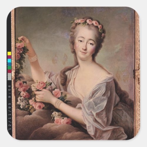 Portrait of the Countess du Barry  as Flora Square Sticker