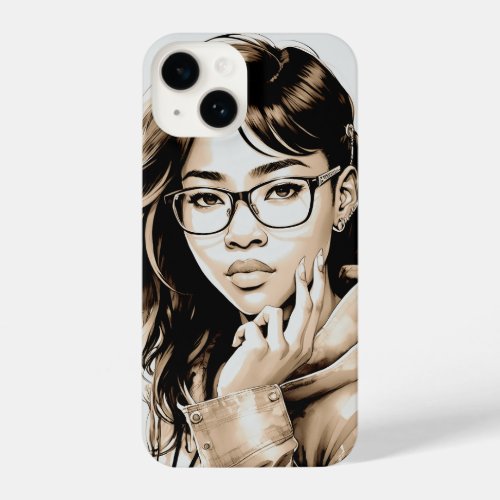 Portrait of the Girl with Glasses iPhone 14 Case