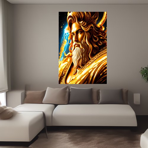 Portrait of the Greek God Zeus  AI Art Poster