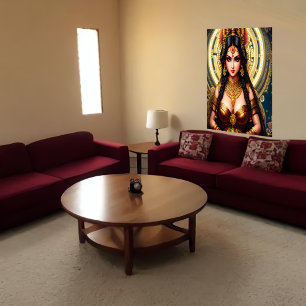 Portrait of the Hindu Goddess Lakshmi AI Art Poster