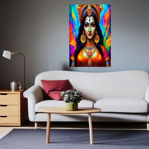 Portrait of the Hindu Goddess Mariamman  AI Art Poster