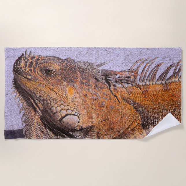 Portrait of the Iguana Beach Towel (Front)