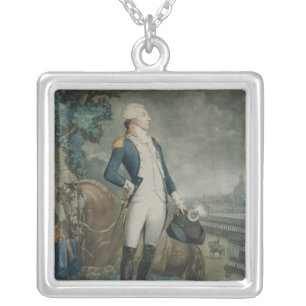 Portrait of the Marquis de La Fayette Silver Plated Necklace