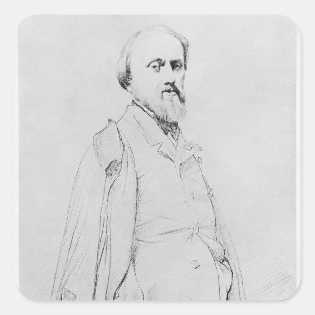 Portrait of the painter Hippolyte Flandrin Square Sticker (Front)