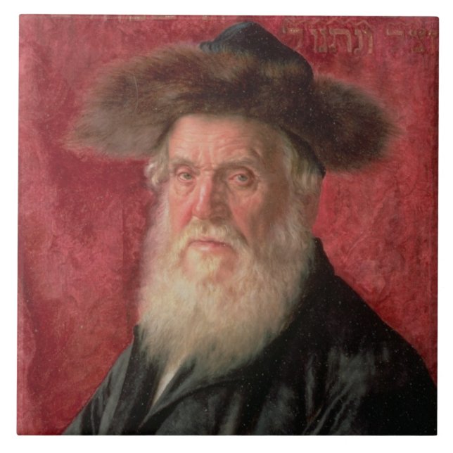 Portrait of the Rabbi of Nadvorno, c.1910 (oil on Tile (Front)